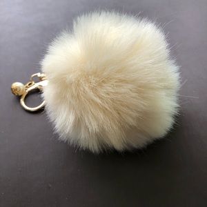 Luxurious Cream Fur Pom Pom Keychain
